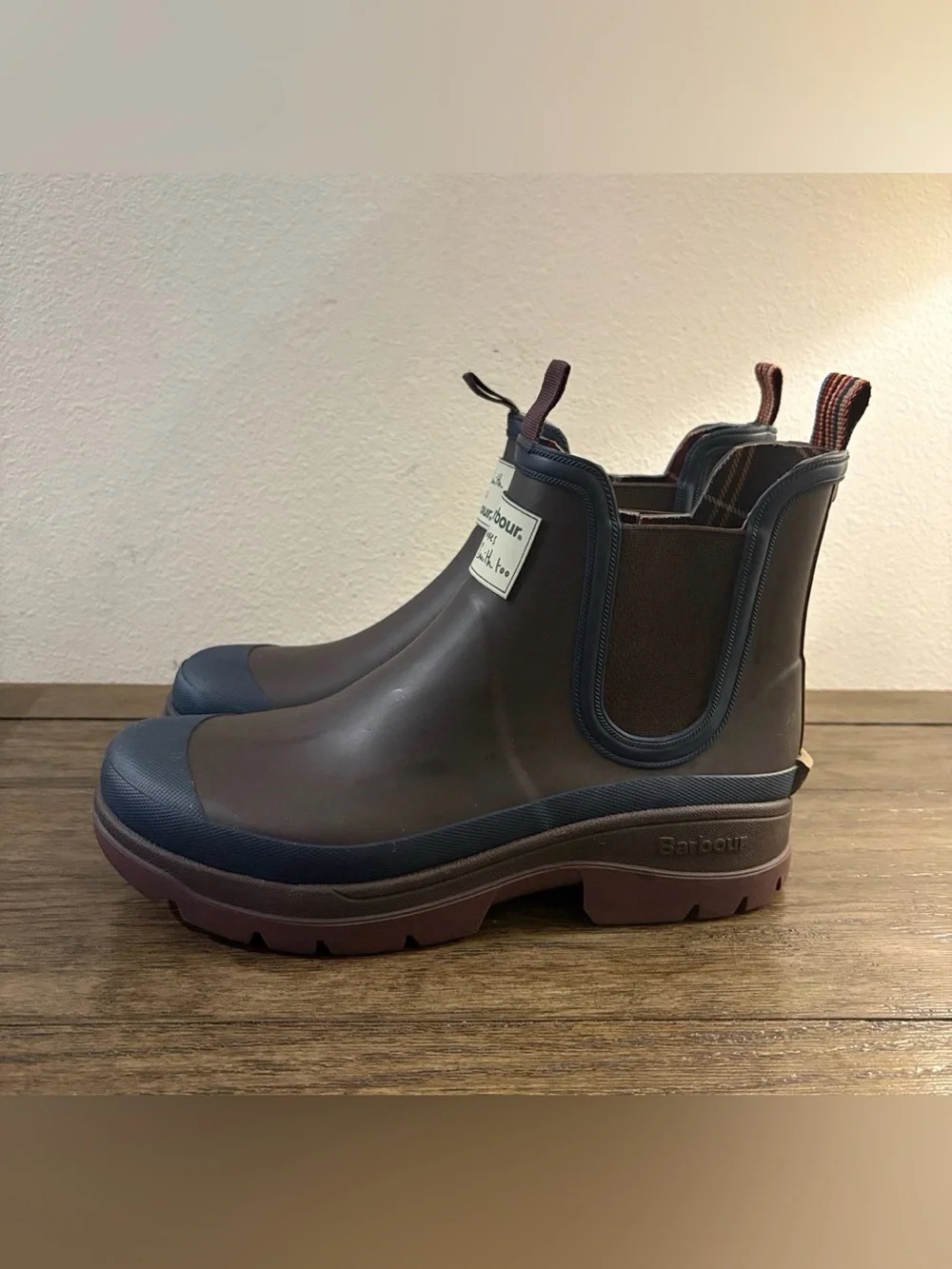 NEW [Barbour] x Paul Smith Rustic Ankle Wellingtons Chelsea Rain Boots Men’s 7